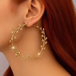 Golden Bloom Hoop Earrings